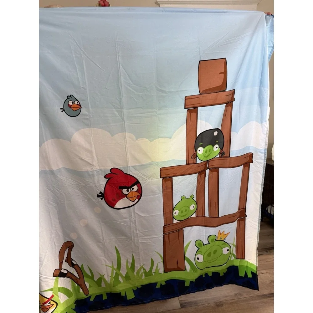 Angry Birds Movie Cartoon Children's Shower Curtain Kids 72x72 100% Polyester